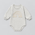 Beige waffle cotton baby romper