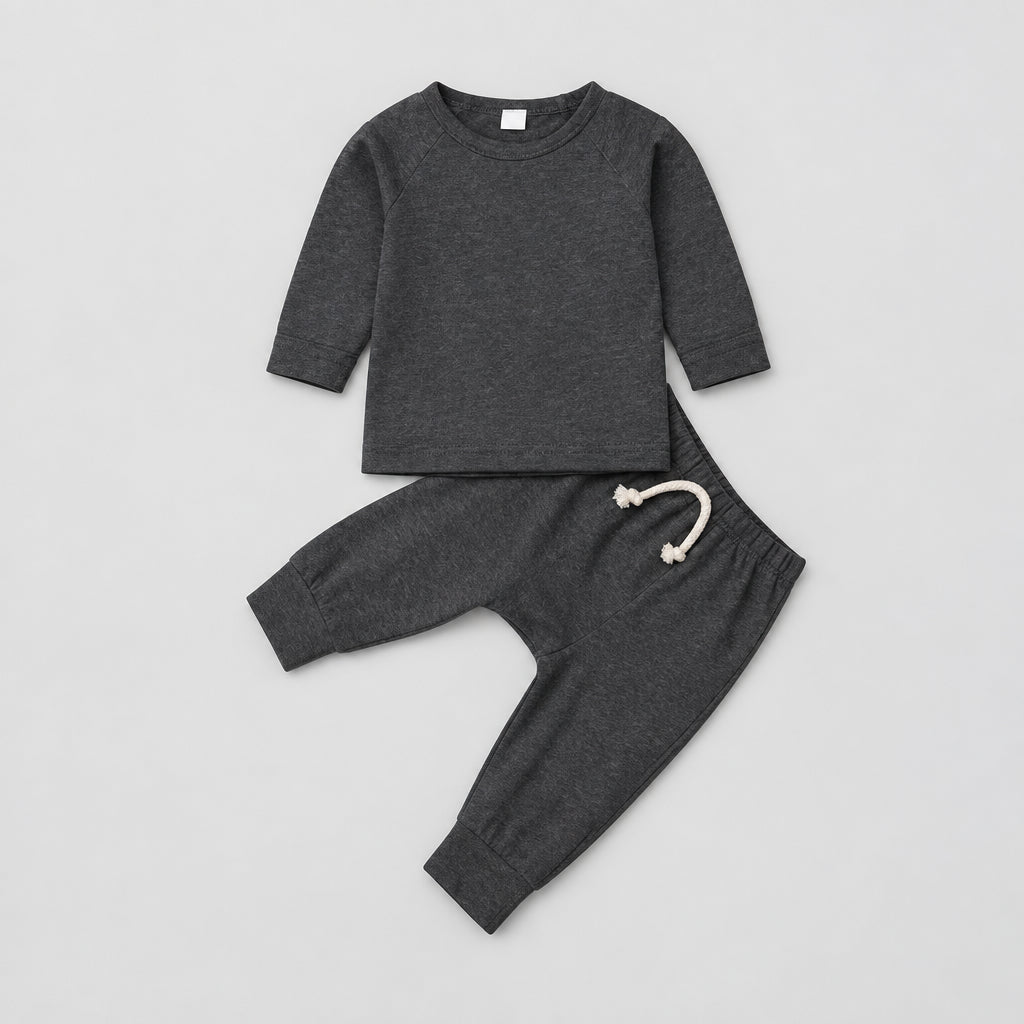 Dark grey baby cotton tracksuit set
