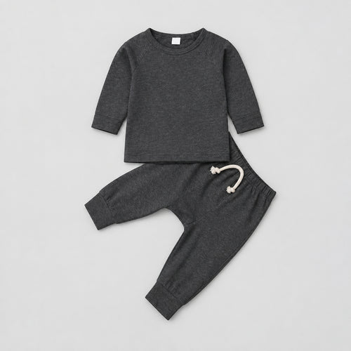 Dark grey baby cotton tracksuit set