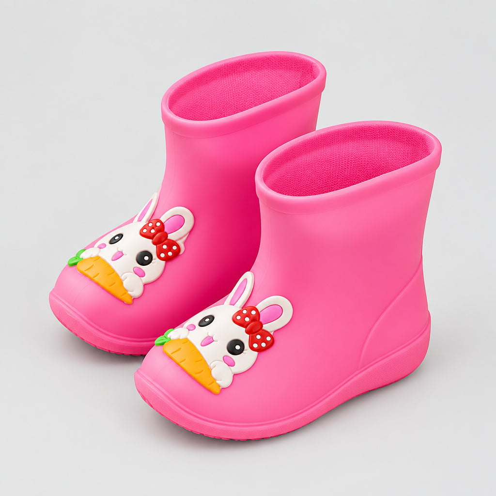 Kids and baby cartoon rain boots with non-slip PVC design