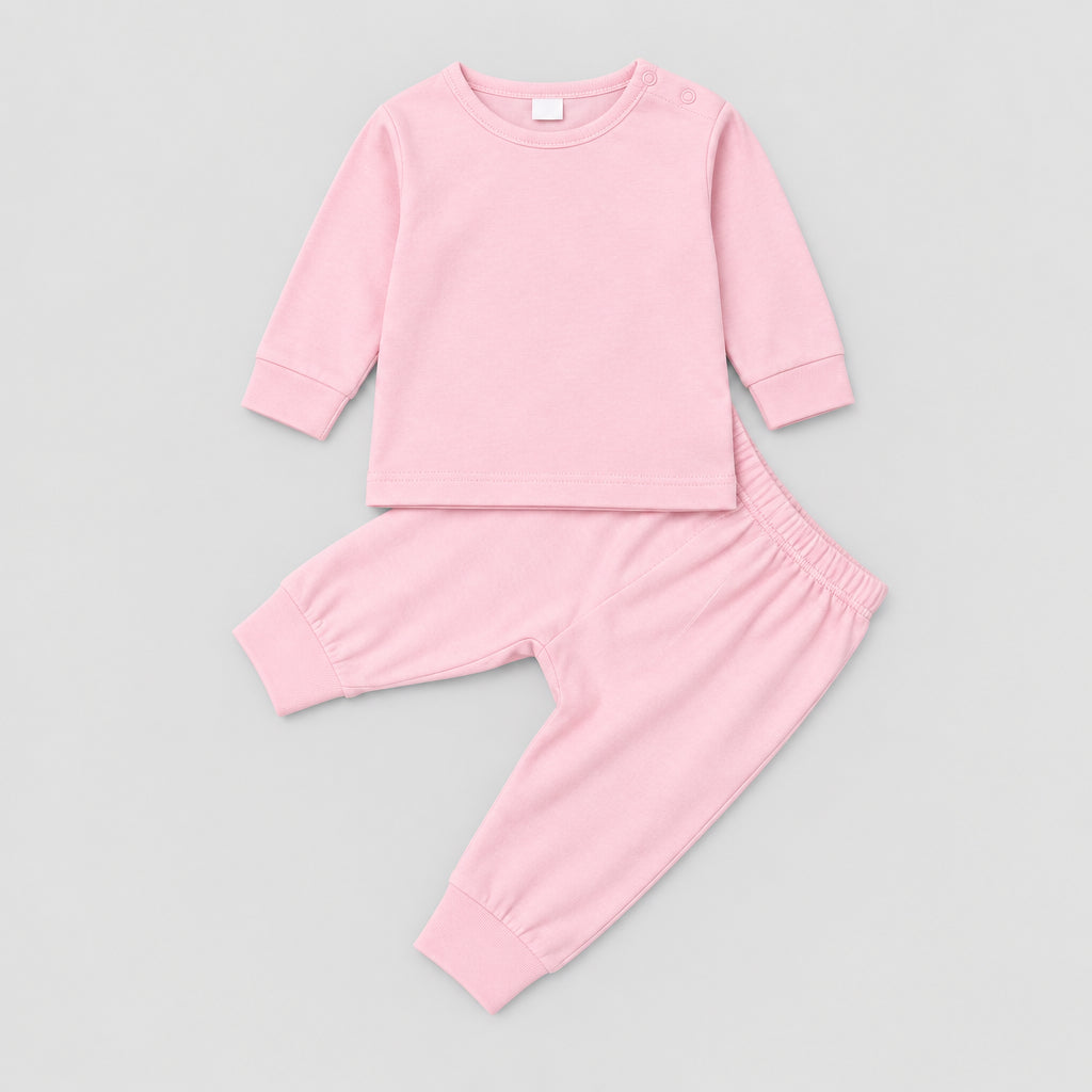 Pink cotton tracksuit set for baby